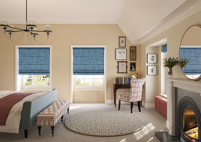Florence Faux Suede, Prussian Blue - Motorised Roman Blind - Image 8